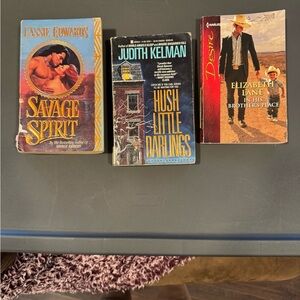 Set of 3 Vintage Romance Paperbacks - Red, Navy & Cream Backs
